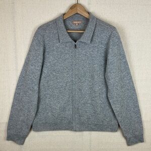 Kier + J Cashmere Zip Sweater Cardigan Grey